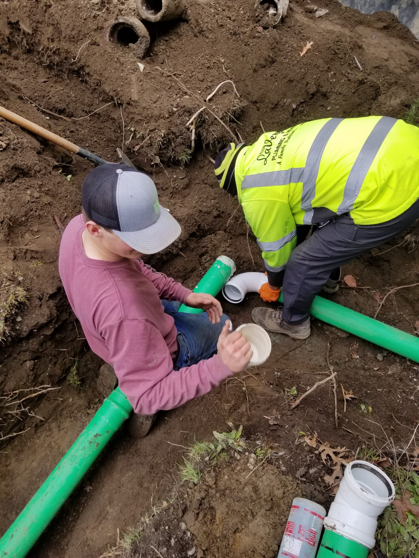 LaVergne's technician running a sewer camera inspection at a Whatcom County property