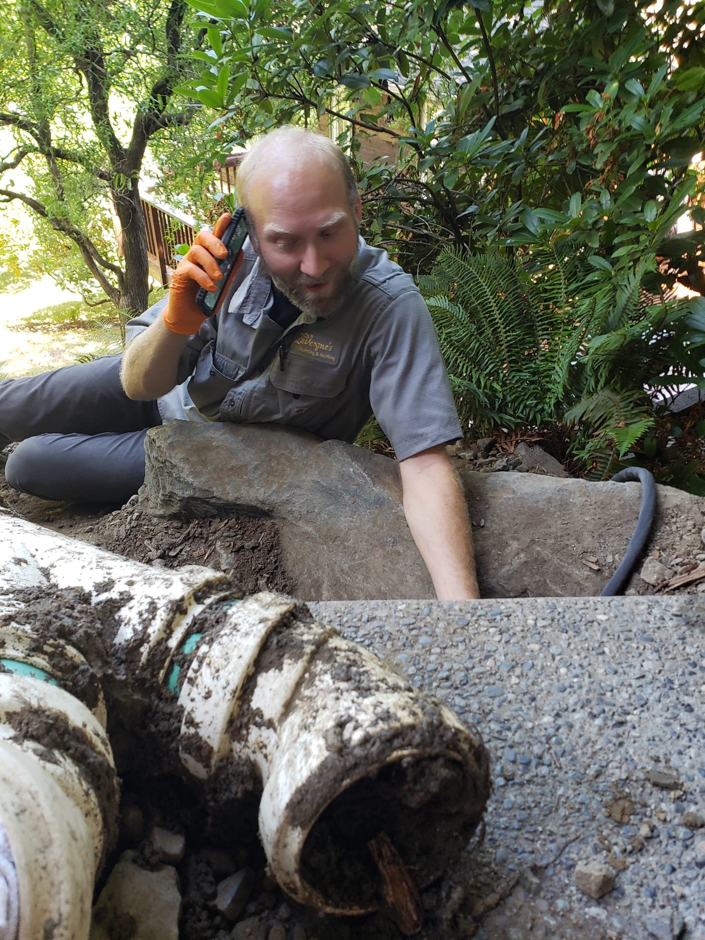 LaVergne's crew replacing aging water pipes during a whole house repipe near Bellingham