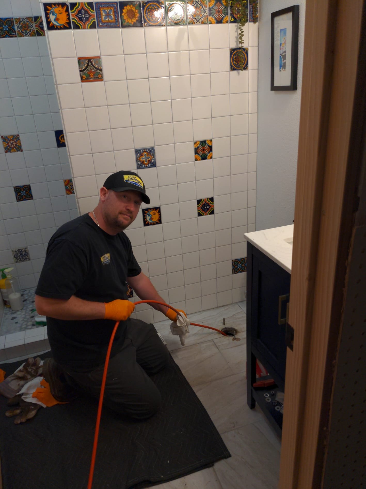 LaVergne's plumber locating a leaking main water line in a residential yard