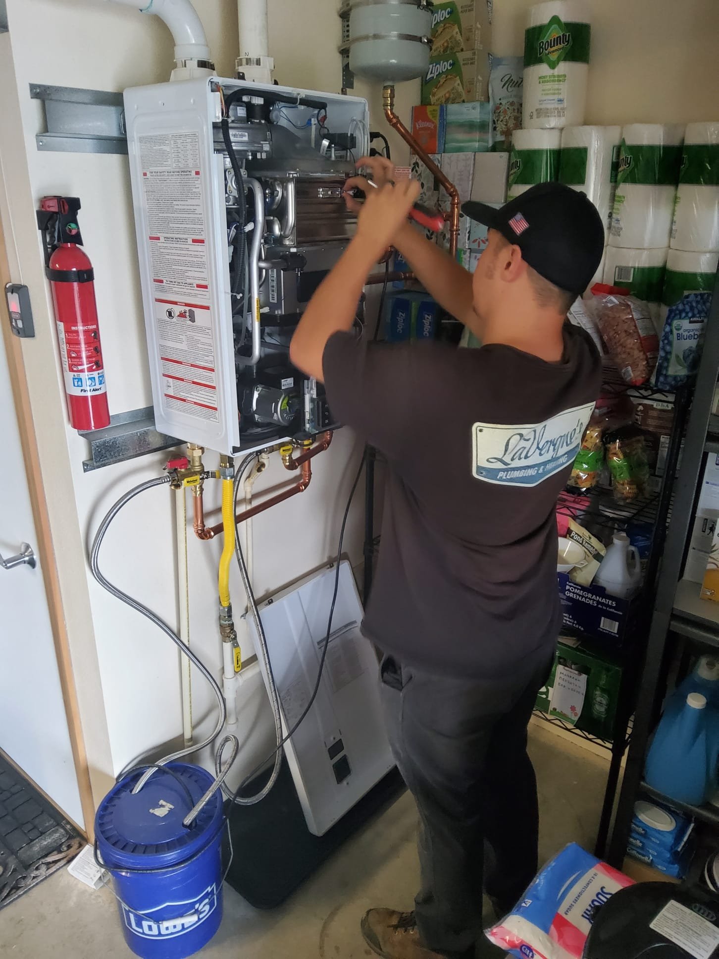 Pressure gauge confirming a gas system holds test pressure after a LaVergne's repair