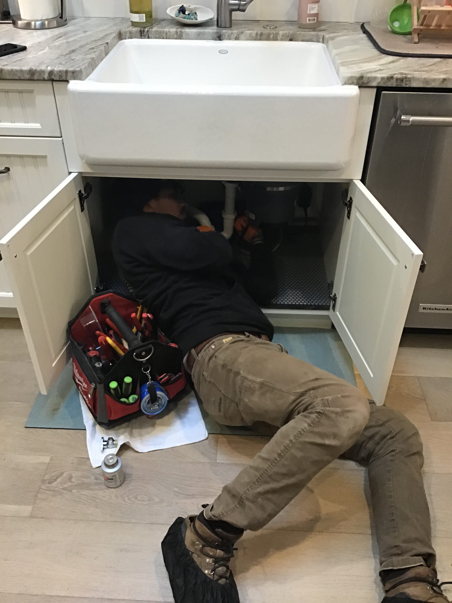 Heat pump water heater installed in a garage utility space by LaVergne's technicians