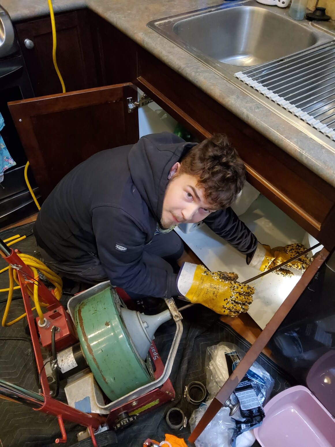 Septic effluent pump and float switches being tested before replacement by LaVergne's