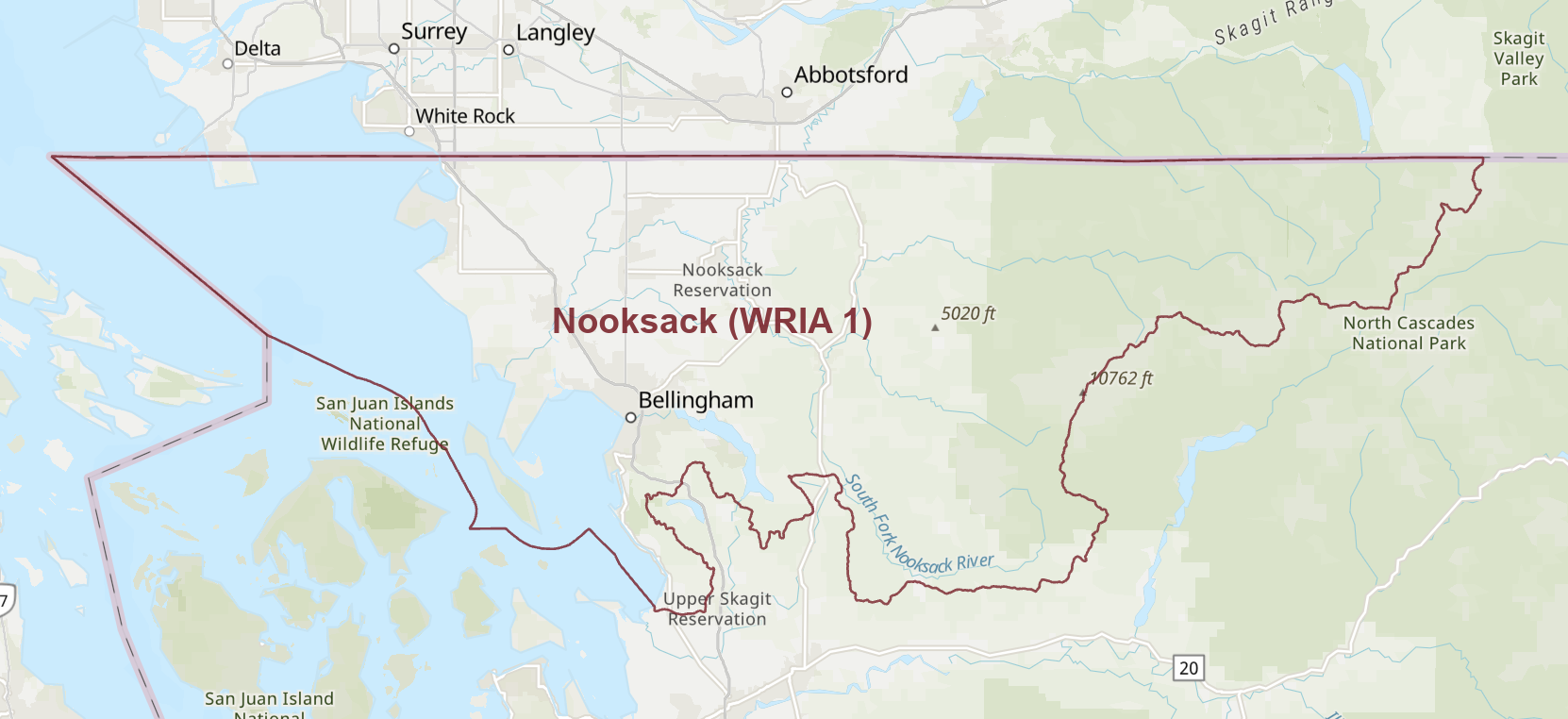 Nooksack Adjudication Map by Department of Ecology State of Washington
